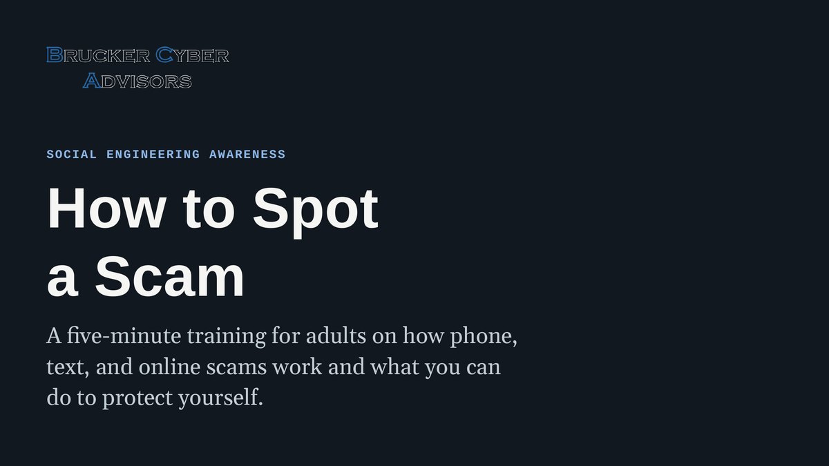 Cover slide of the training, titled How to Spot a Scam